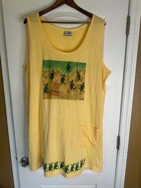 90’s Vintage Loose Fitting Smock Dress/ Beach Cover up/ Dress With Turtle Print